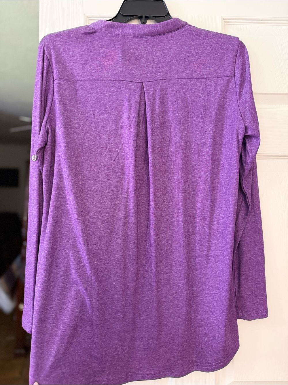 Women's Purple Long-Sleeve Pleat-Back Top